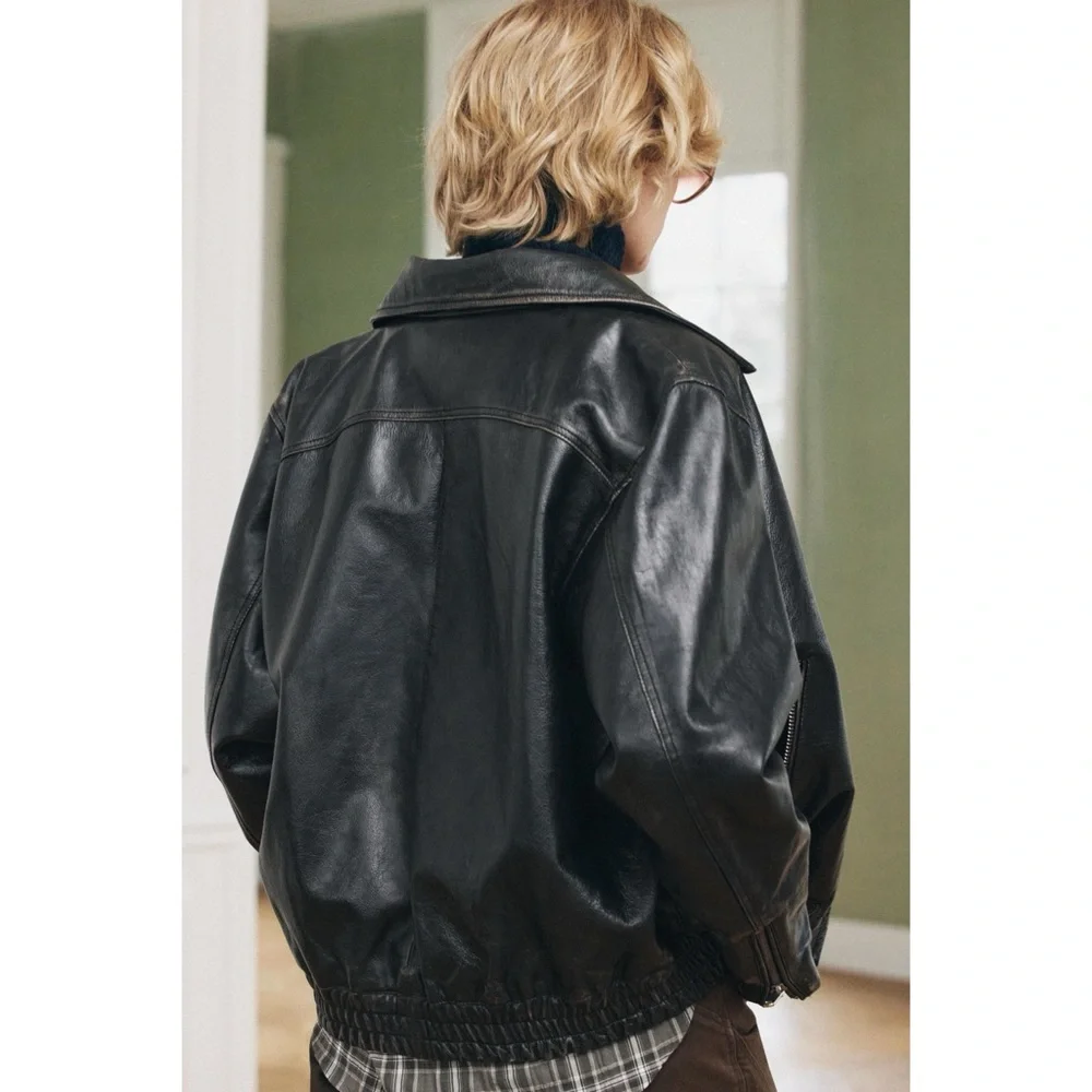 ZARA 100% LEATHER JACKET ZW COLLECTION size XS